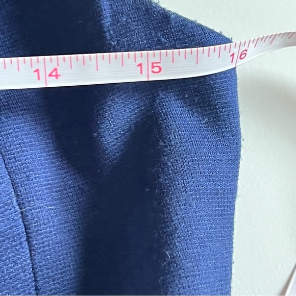 NWOT Tahari Ruffle Collar Neck Sleeveless Knee Length Dress Blue Cocktail Party - Picture 8 of 12